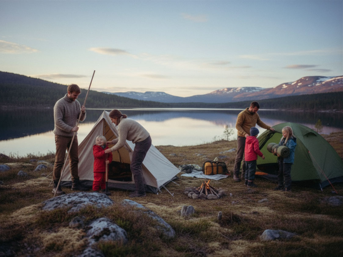 Image of people camping in Scandianvian nature.