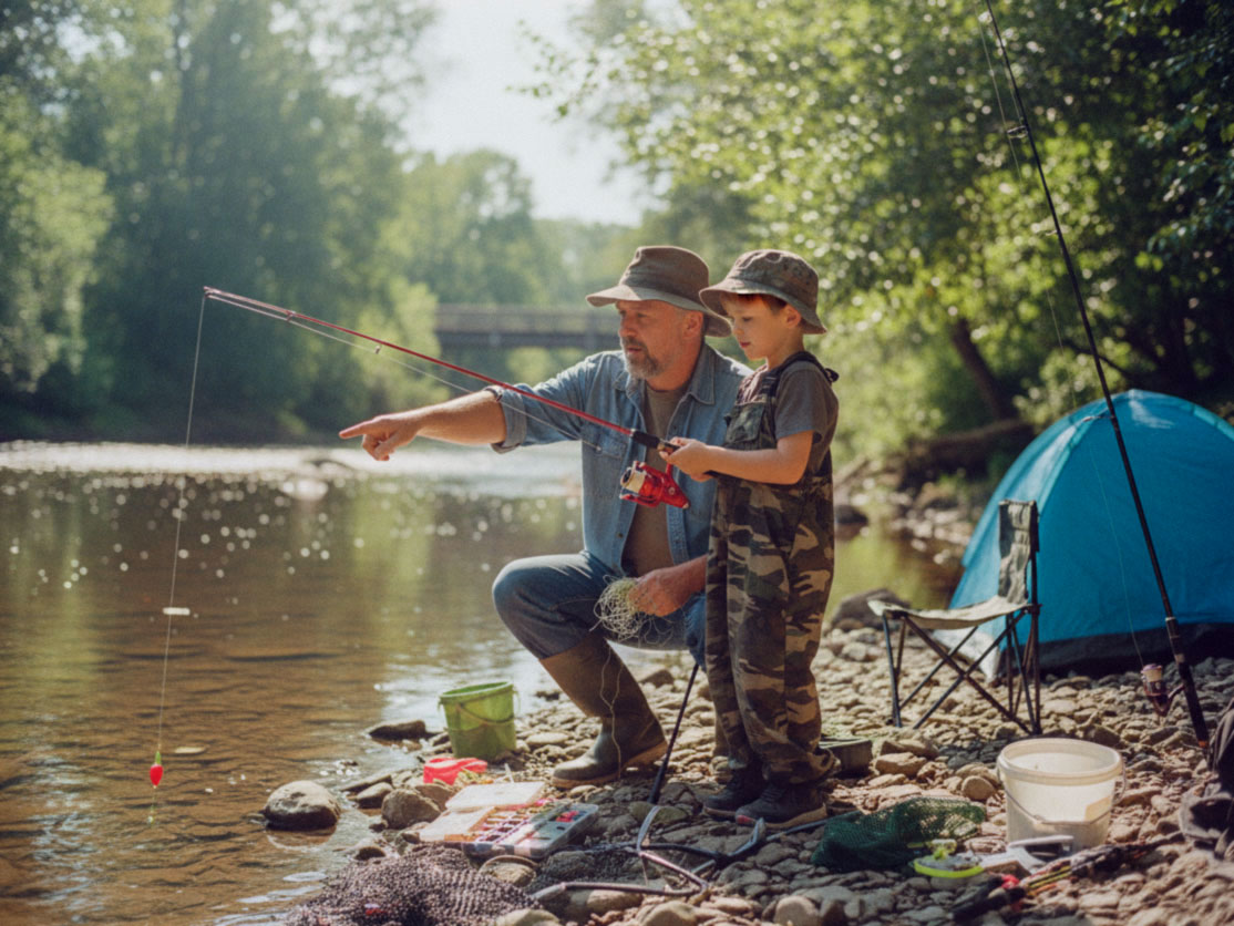 Image of people fishing in Scandianvian nature.