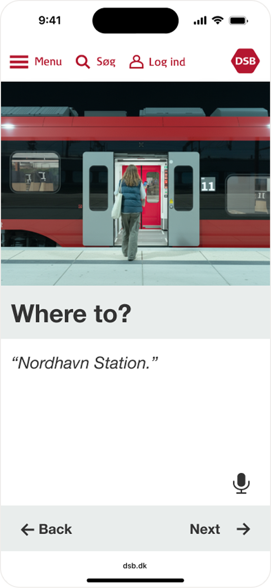 UX flow of DSB digital platform, flow 01, screen 02.